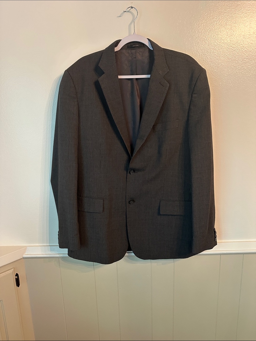 Express Men's Charcoal Pinstripe Suit Jacket Size 44R